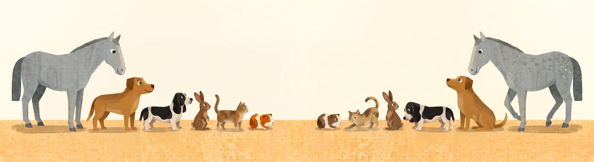 A row of dog and cat breeds